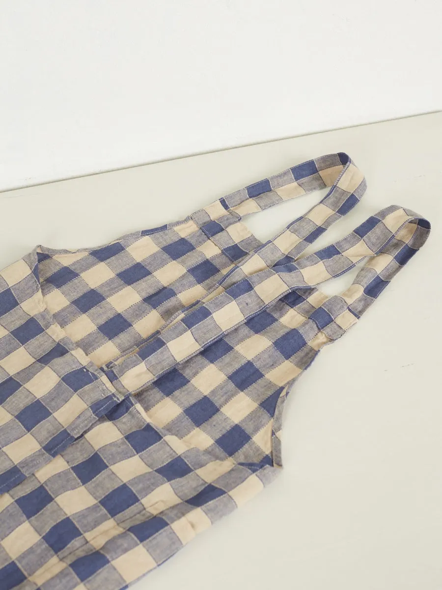 Gingham Linen Apron | Blue de Delft
