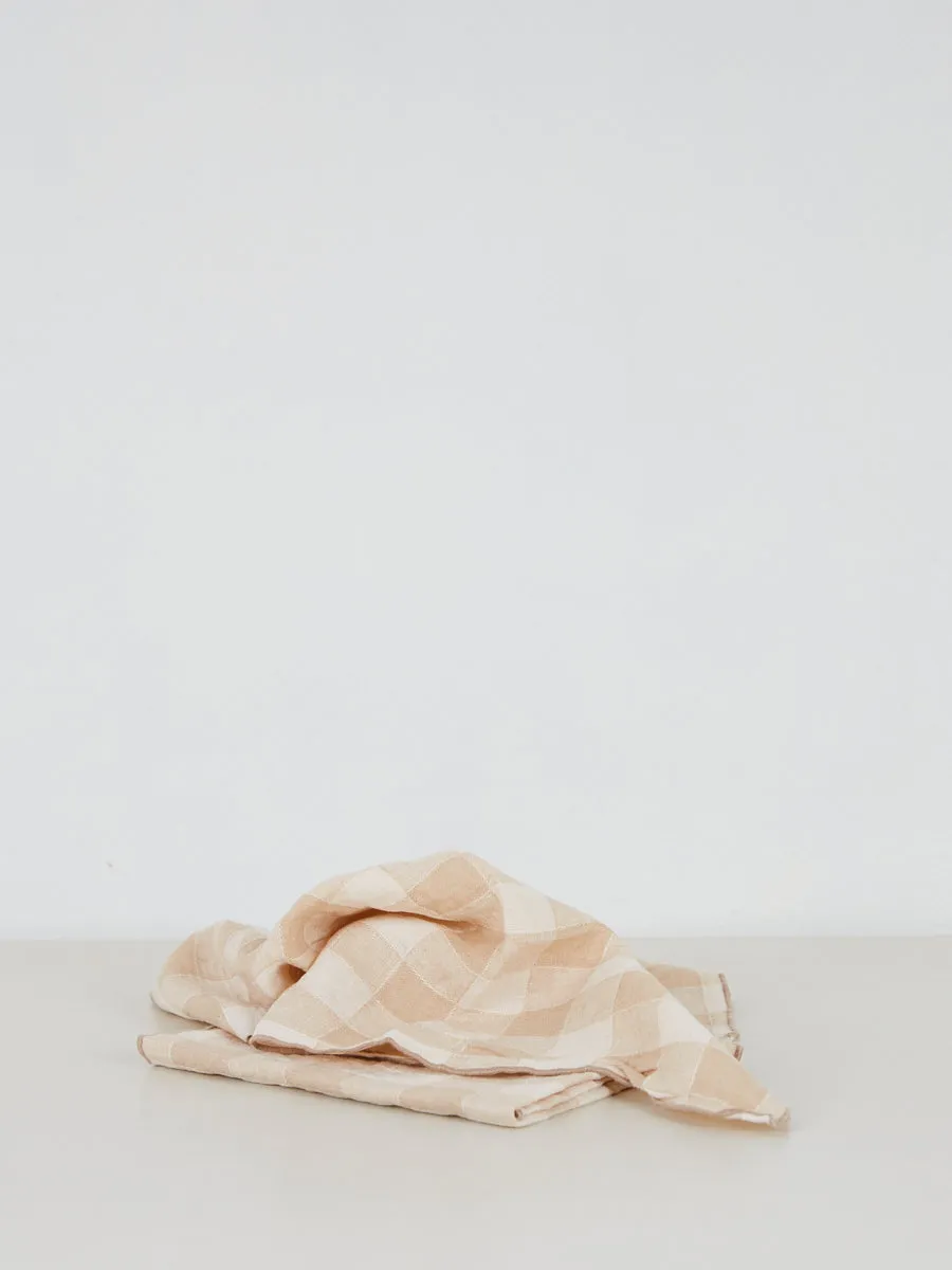 Gingham Linen Napkin | Crme | Set of 2