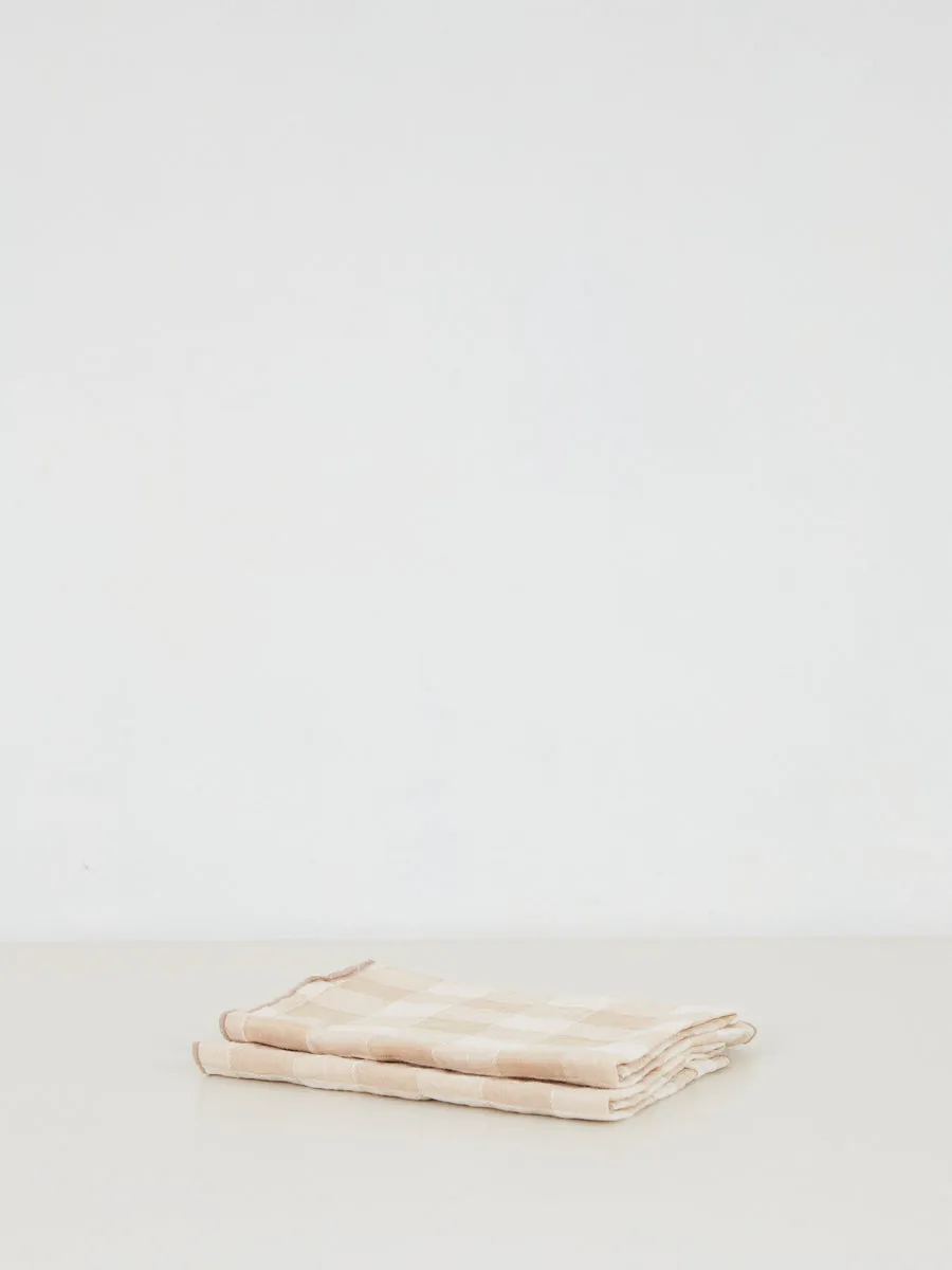 Gingham Linen Napkin | Crme | Set of 2