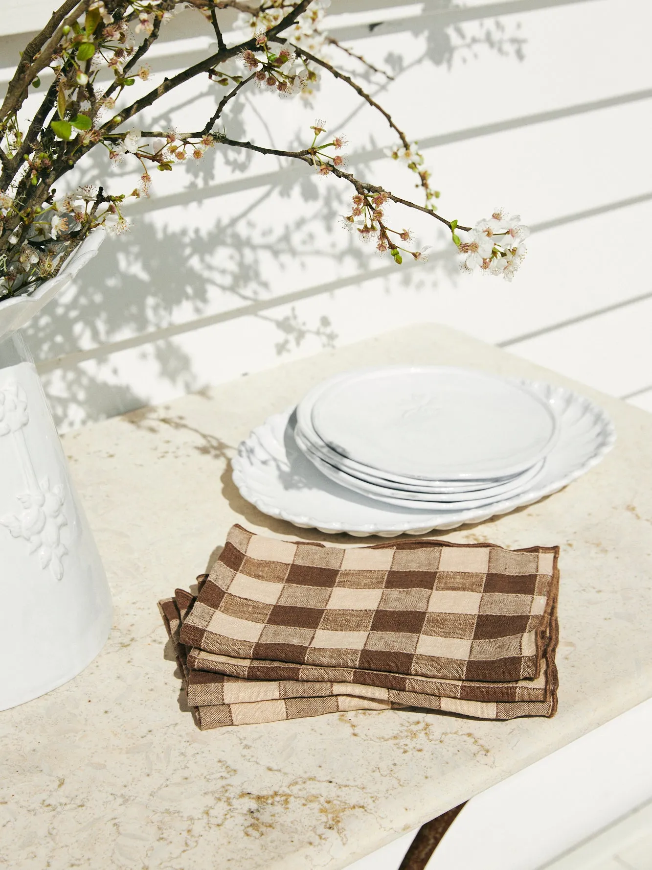 Gingham Linen Napkin | Noisette | Set of 2