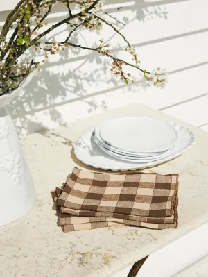 Gingham Linen Napkin | Noisette | Set of 2
