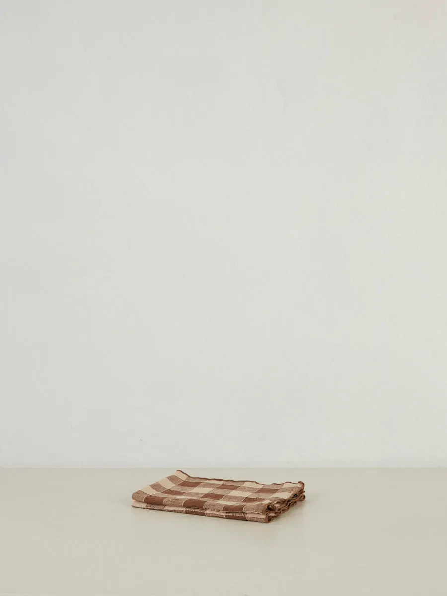 Gingham Linen Napkin | Noisette | Set of 2