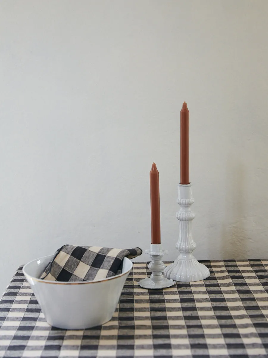 Gingham Linen Table Cloth Square | Fusain