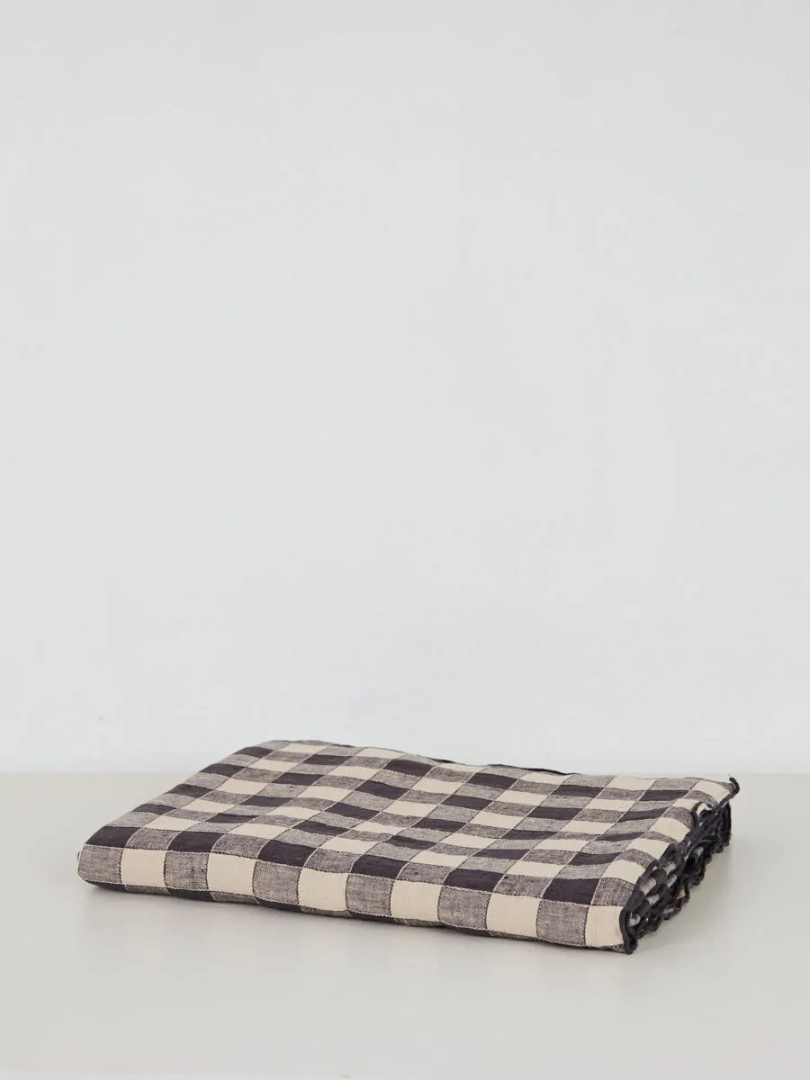 Gingham Linen Table Cloth Square | Fusain