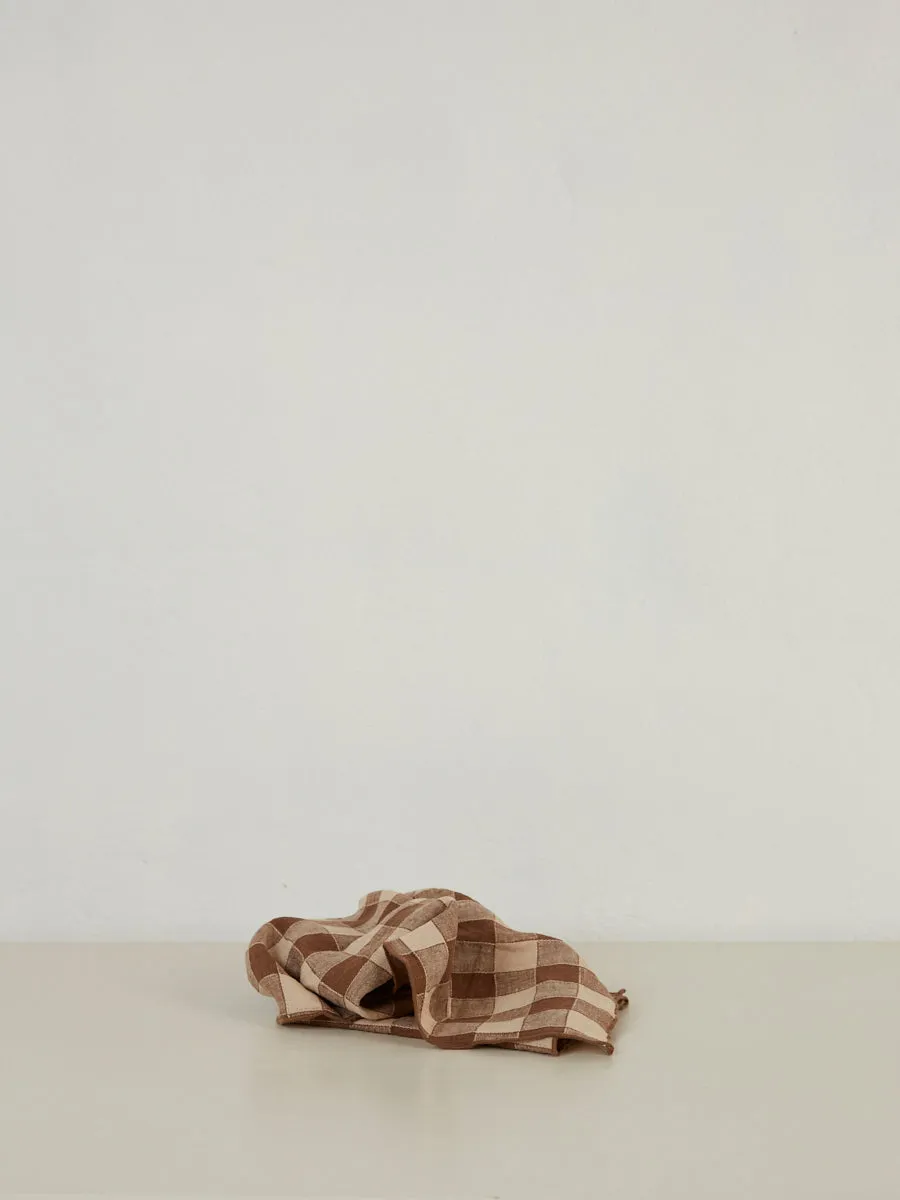 Gingham Linen Table Cloth Square | Noisette