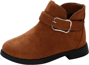 Girl Boots Kids Ankle Boots Warm Side Zipper Boots Low Heel Short Booties Winter Snow Boots Toddler Anti-Slip Shoes