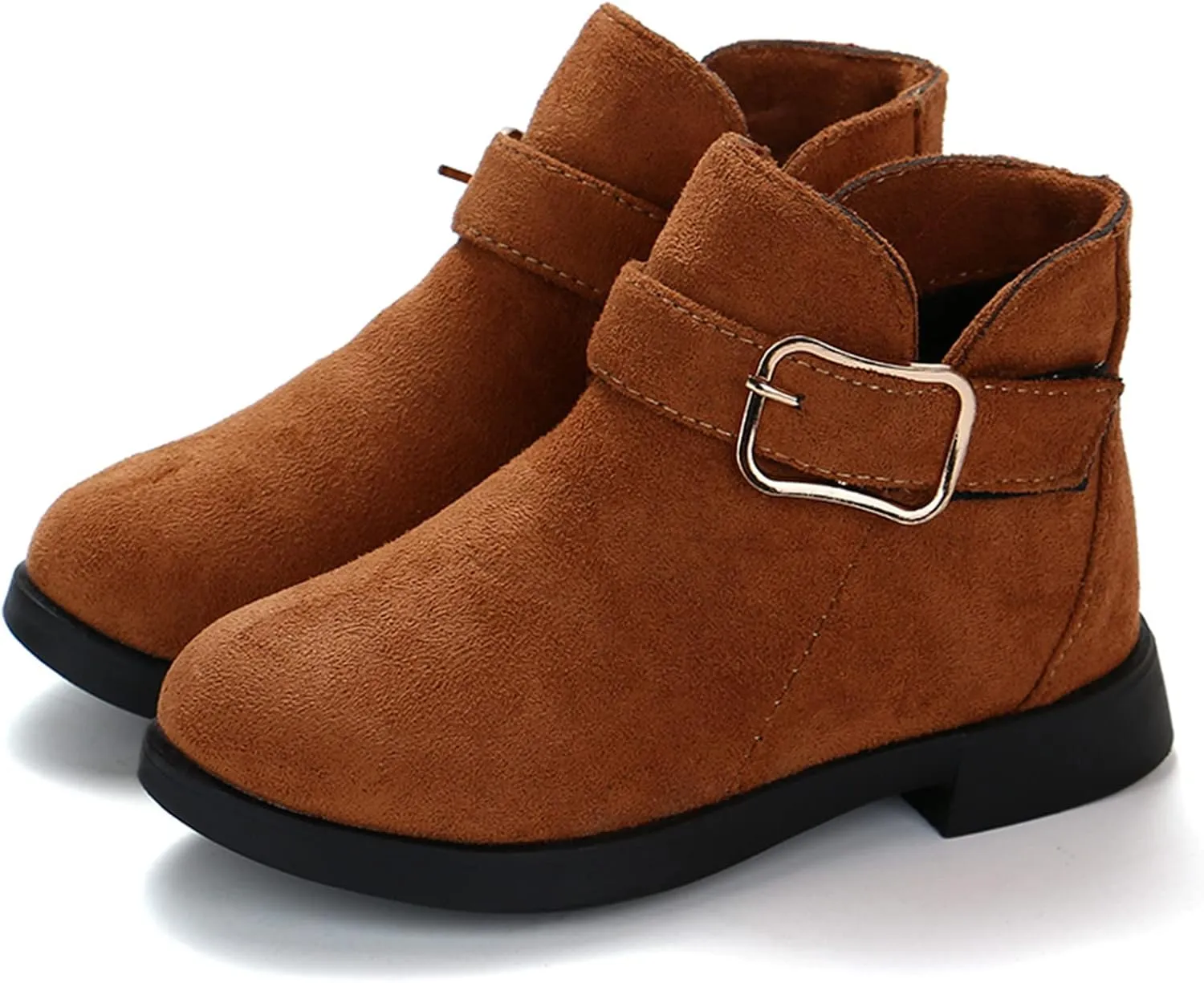 Girl Boots Kids Ankle Boots Warm Side Zipper Boots Low Heel Short Booties Winter Snow Boots Toddler Anti-Slip Shoes