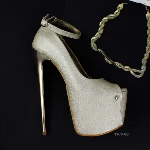 Gold Matte Bronze Platform Heels