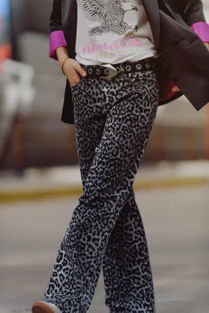 Grey Leopard Print Pants