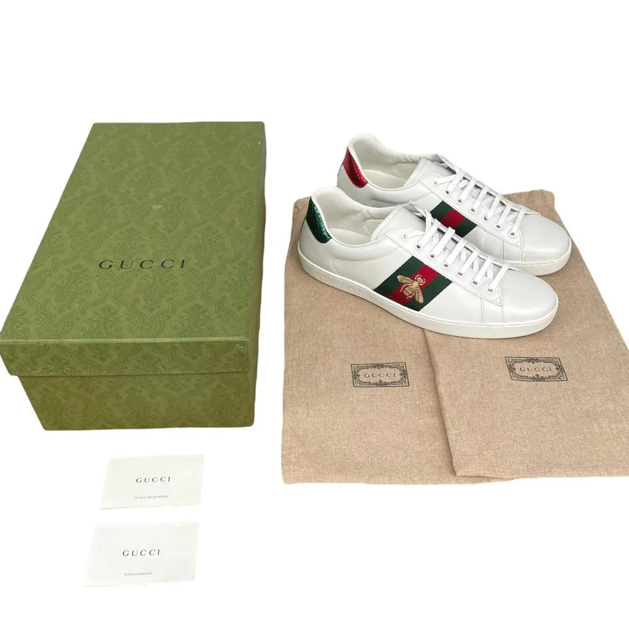 Gucci Ace Bee Embroidery Trainers UK 11.5