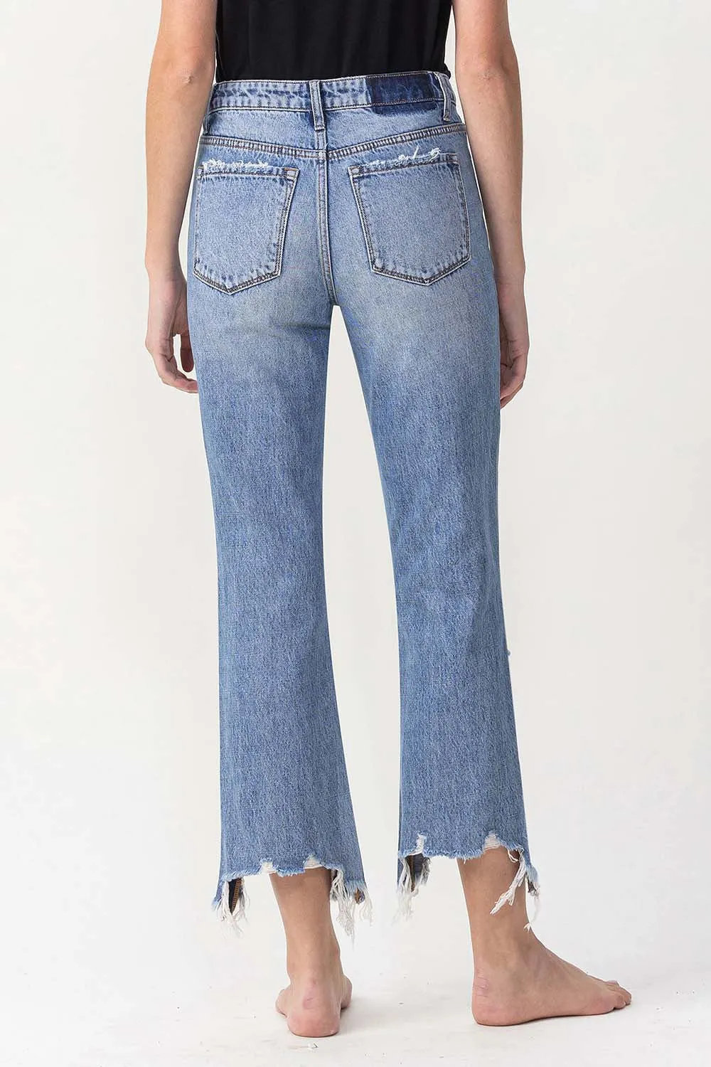 Hallie High-Rise Distressed Straight Jeans | Lovervet