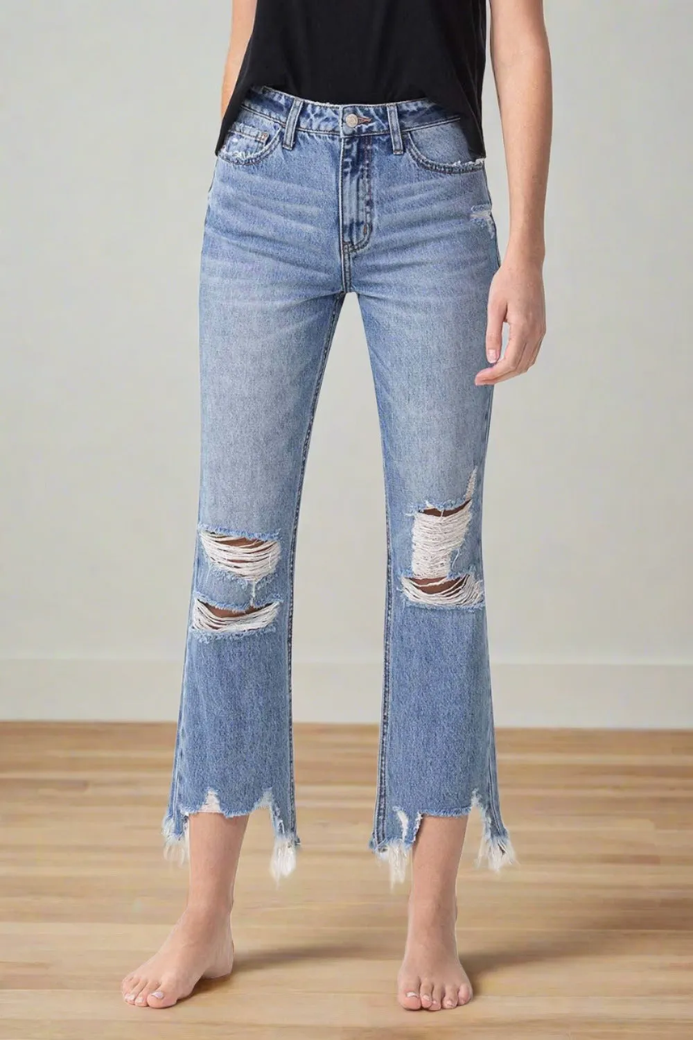 Hallie High-Rise Distressed Straight Jeans | Lovervet