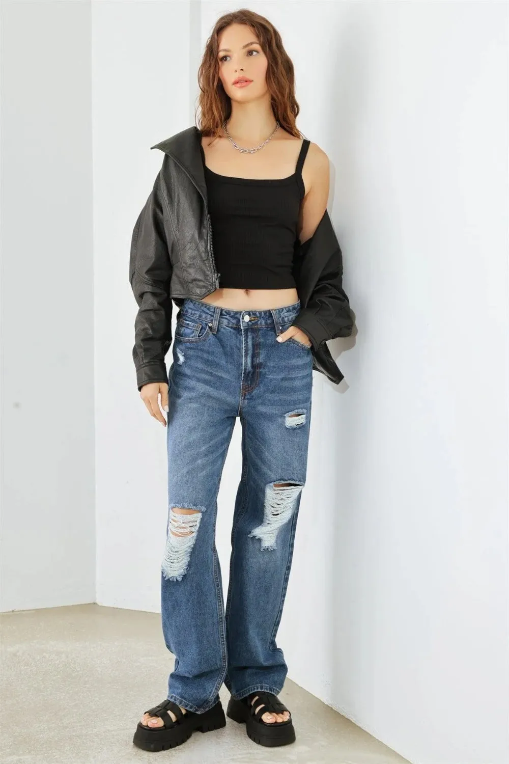Hammer Distressed High-Waist Jeans