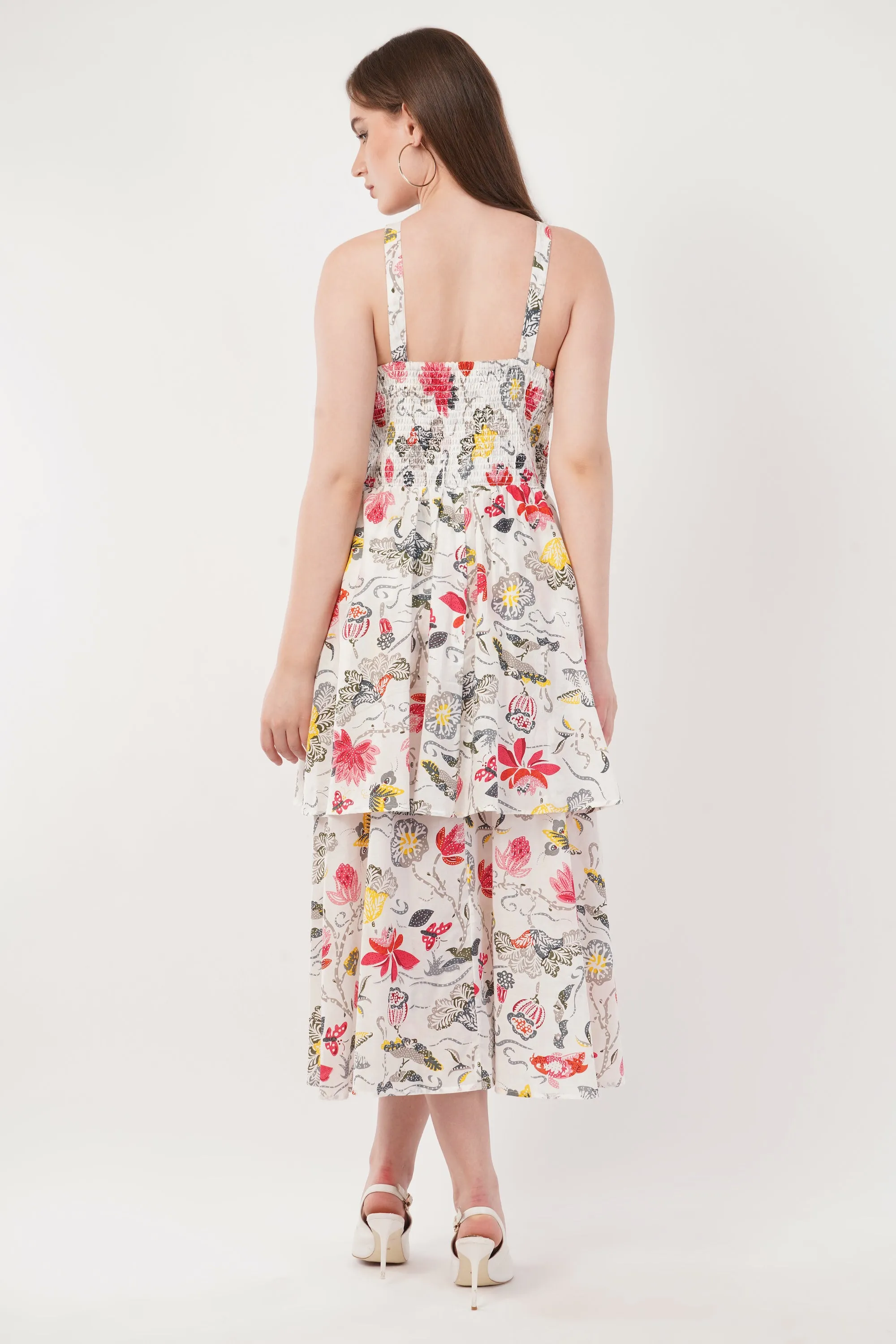 Hand Block Printed Long Cotton Maxi Dress  Summer Bloom