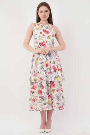Hand Block Printed Long Cotton Maxi Dress  Summer Bloom