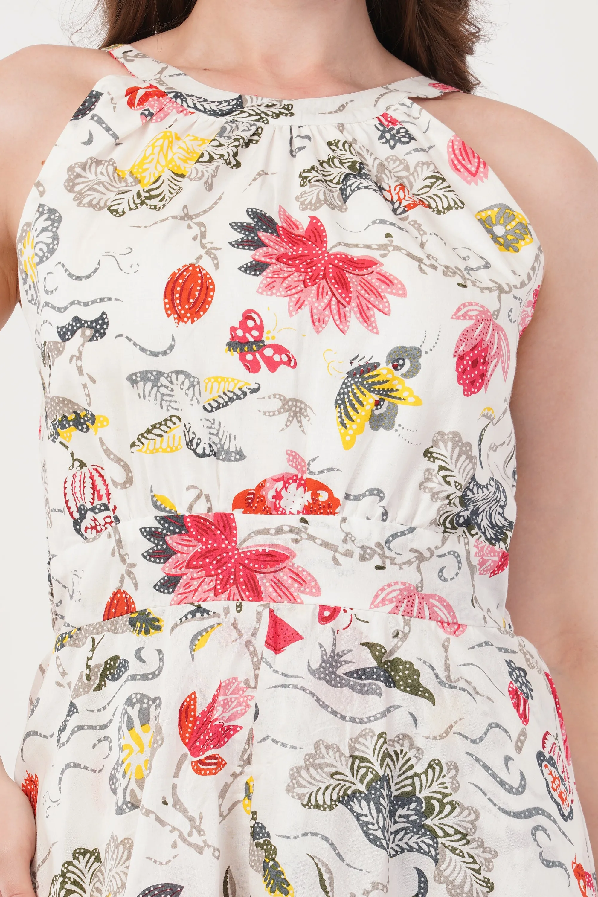 Hand Block Printed Long Cotton Maxi Dress  Summer Bloom