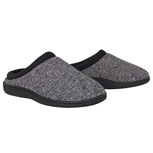 Hanes Men's ComfortSoft Memory Foam Indoor Outdoor Clog Slipper Shoe, Black, 2X-Large