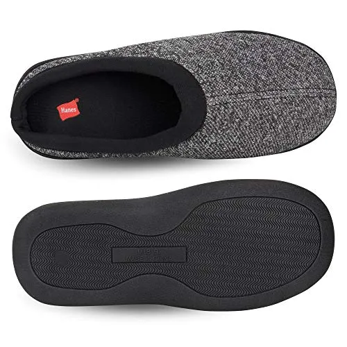 Hanes Men's ComfortSoft Memory Foam Indoor Outdoor Clog Slipper Shoe, Black, 2X-Large