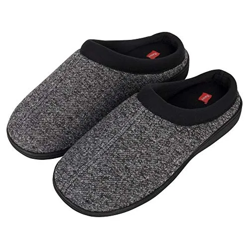 Hanes Men's ComfortSoft Memory Foam Indoor Outdoor Clog Slipper Shoe, Black, 2X-Large