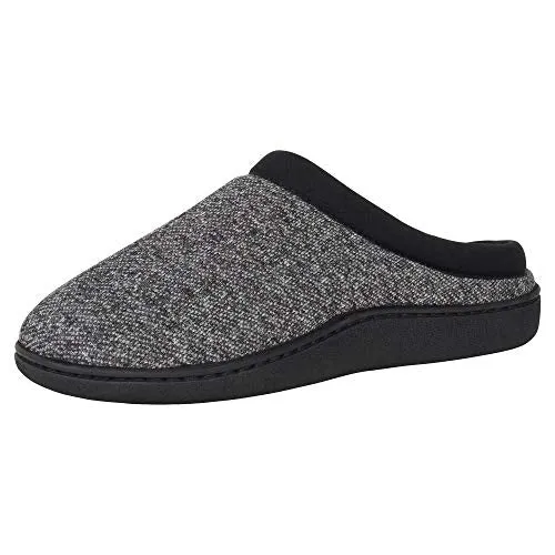Hanes Men's ComfortSoft Memory Foam Indoor Outdoor Clog Slipper Shoe, Black, 2X-Large