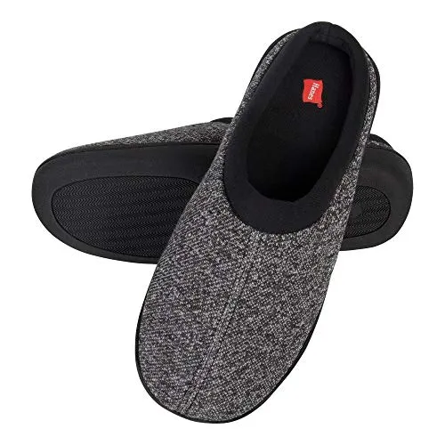 Hanes Men's ComfortSoft Memory Foam Indoor Outdoor Clog Slipper Shoe, Black, 2X-Large