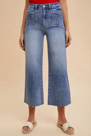High Rise Raw Hem Wide Leg Jeans – Vintage Denim