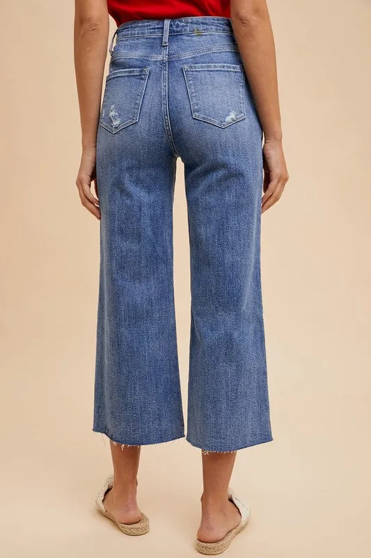 High Rise Raw Hem Wide Leg Jeans – Vintage Denim