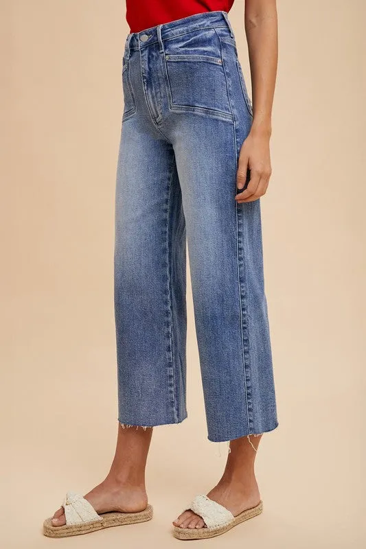 High Rise Raw Hem Wide Leg Jeans – Vintage Denim