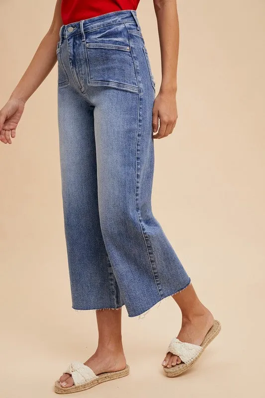 High Rise Raw Hem Wide Leg Jeans – Vintage Denim