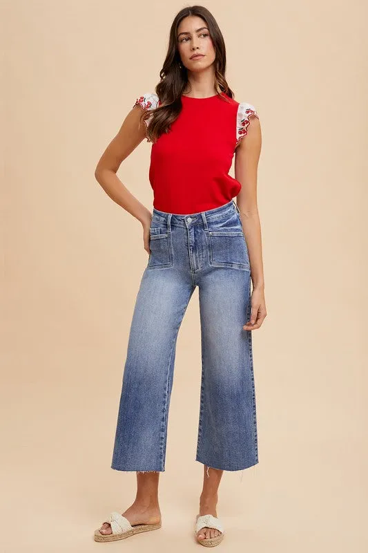 High Rise Raw Hem Wide Leg Jeans – Vintage Denim