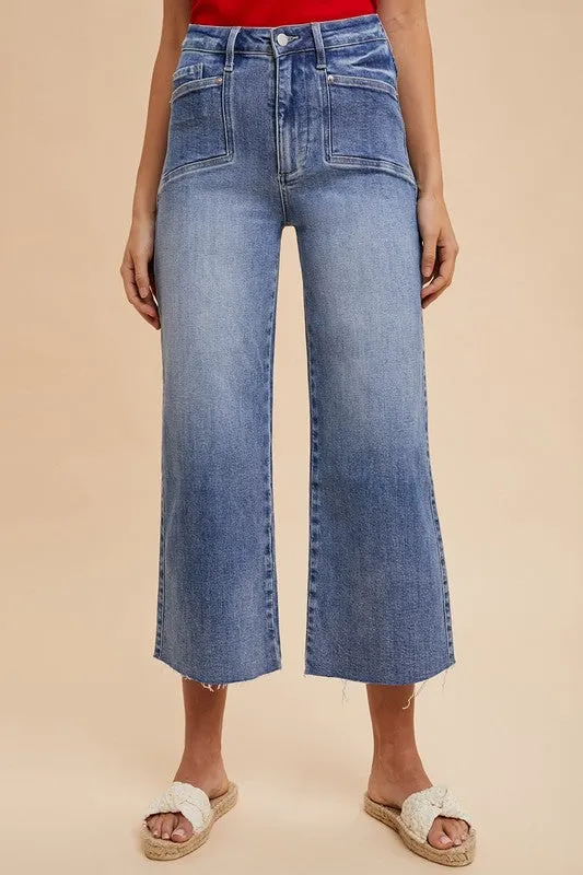 High Rise Raw Hem Wide Leg Jeans – Vintage Denim