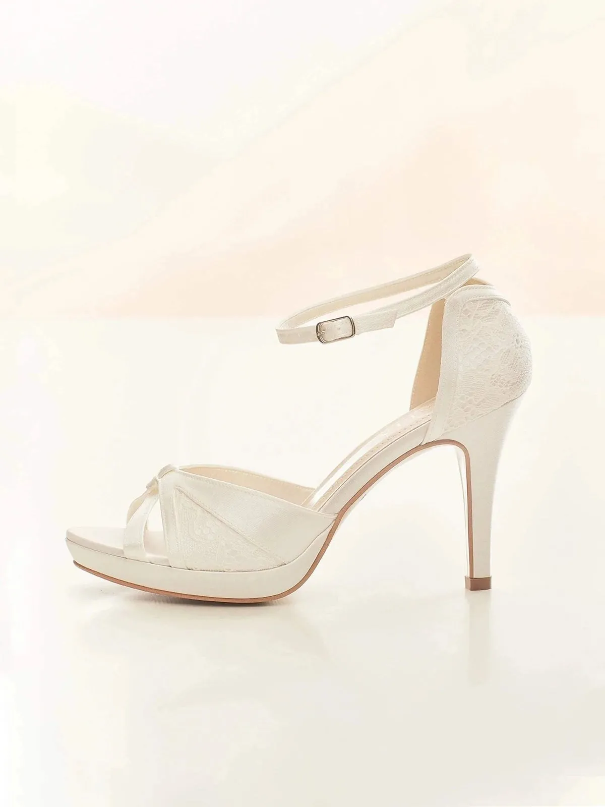 Ivory Wedding Shoe, Satin & Lace Bridal Heels, ALBA
