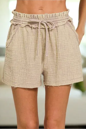 Jayla Frayed Drawstring Shorts | Zenana