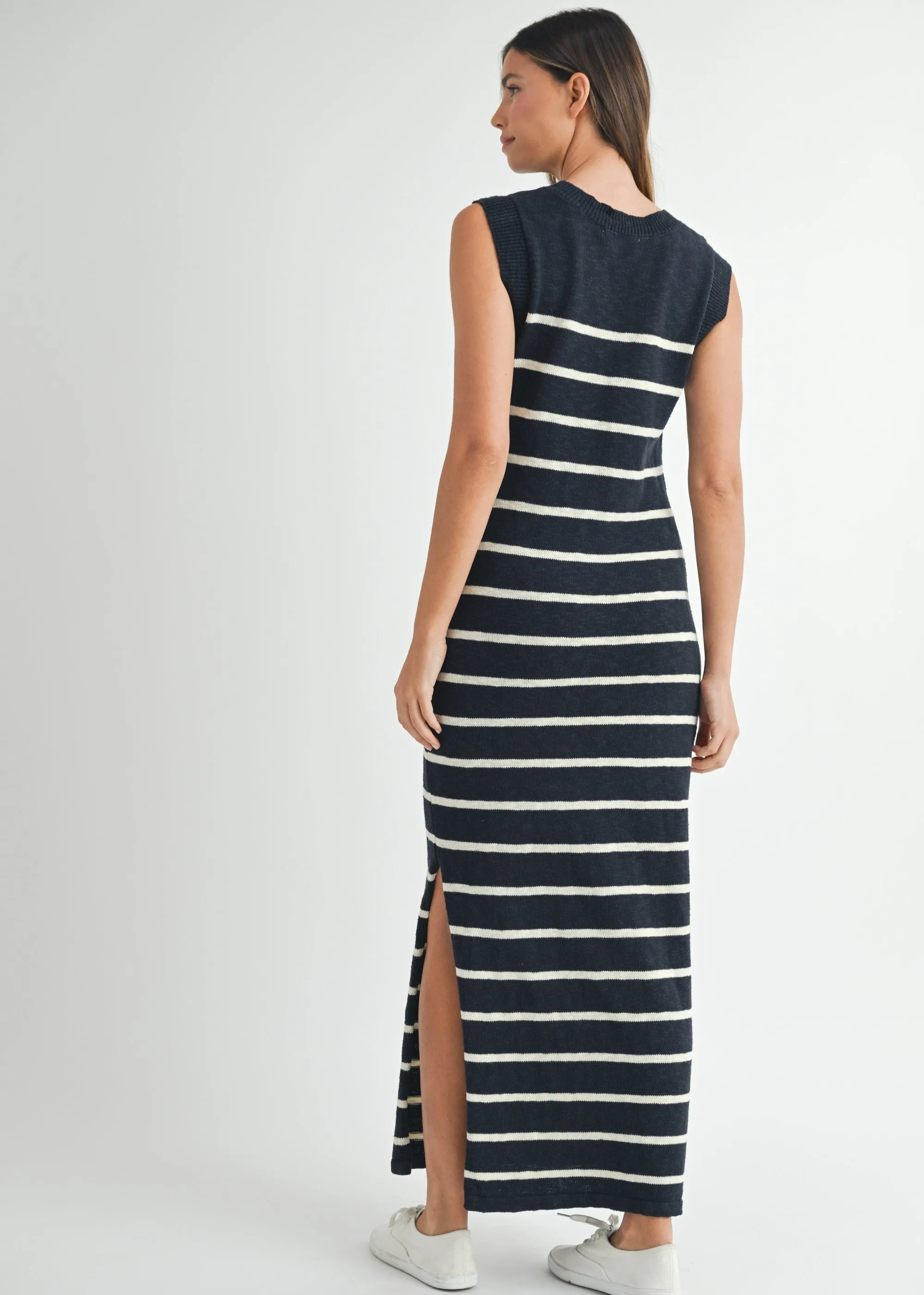JESSICA STRIPED SWEATER MIDI DRESS