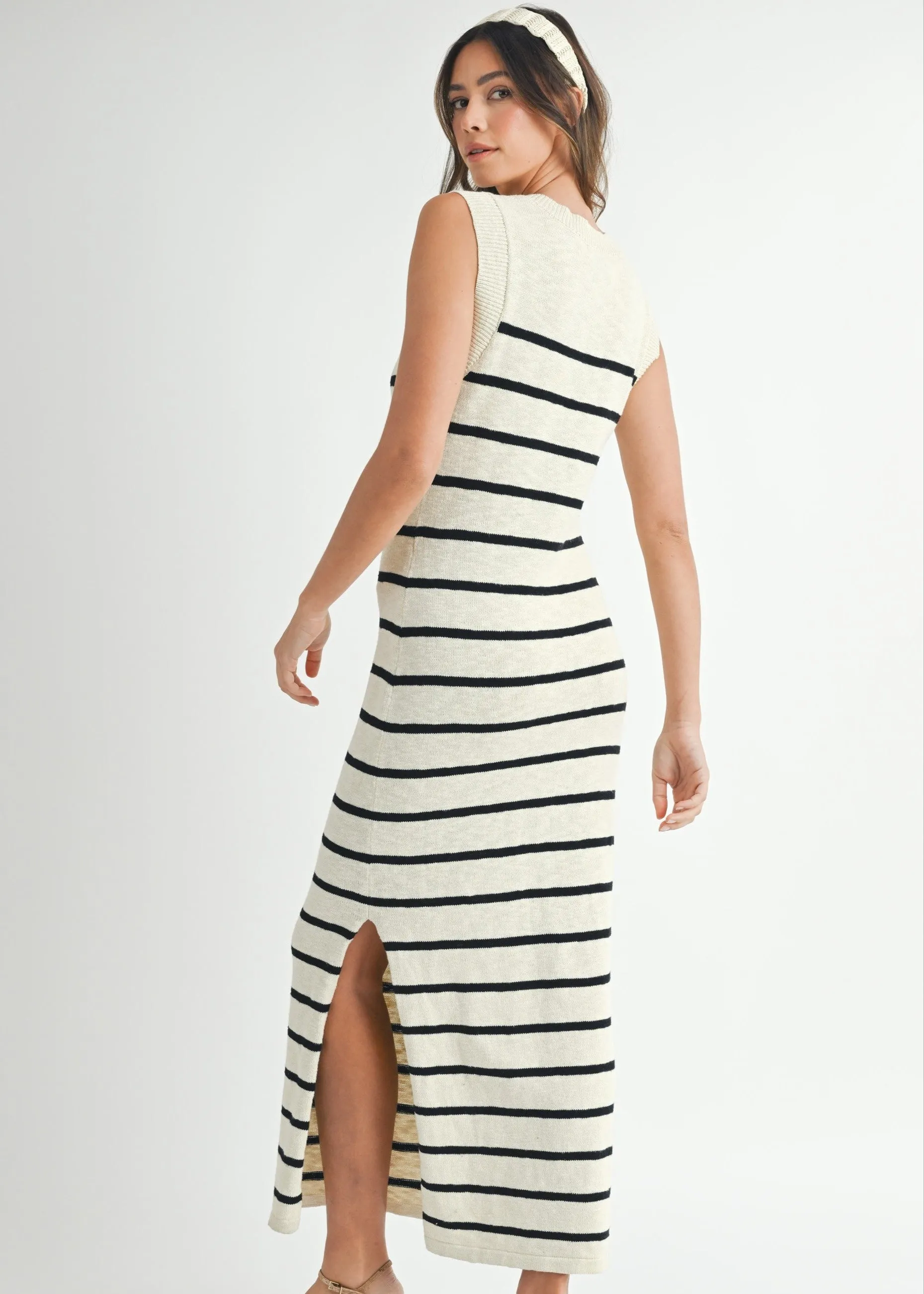 JESSICA STRIPED SWEATER MIDI DRESS