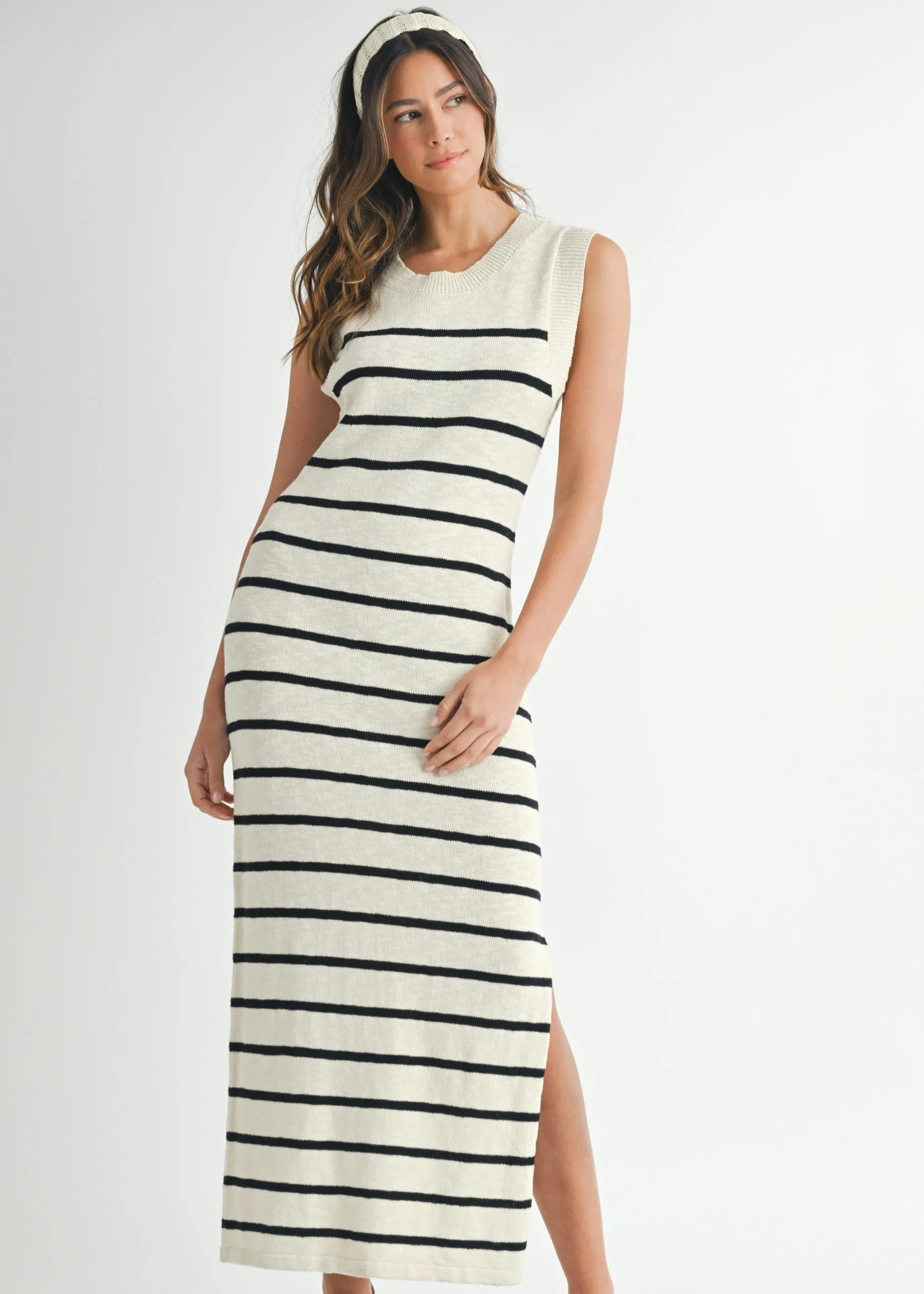 JESSICA STRIPED SWEATER MIDI DRESS