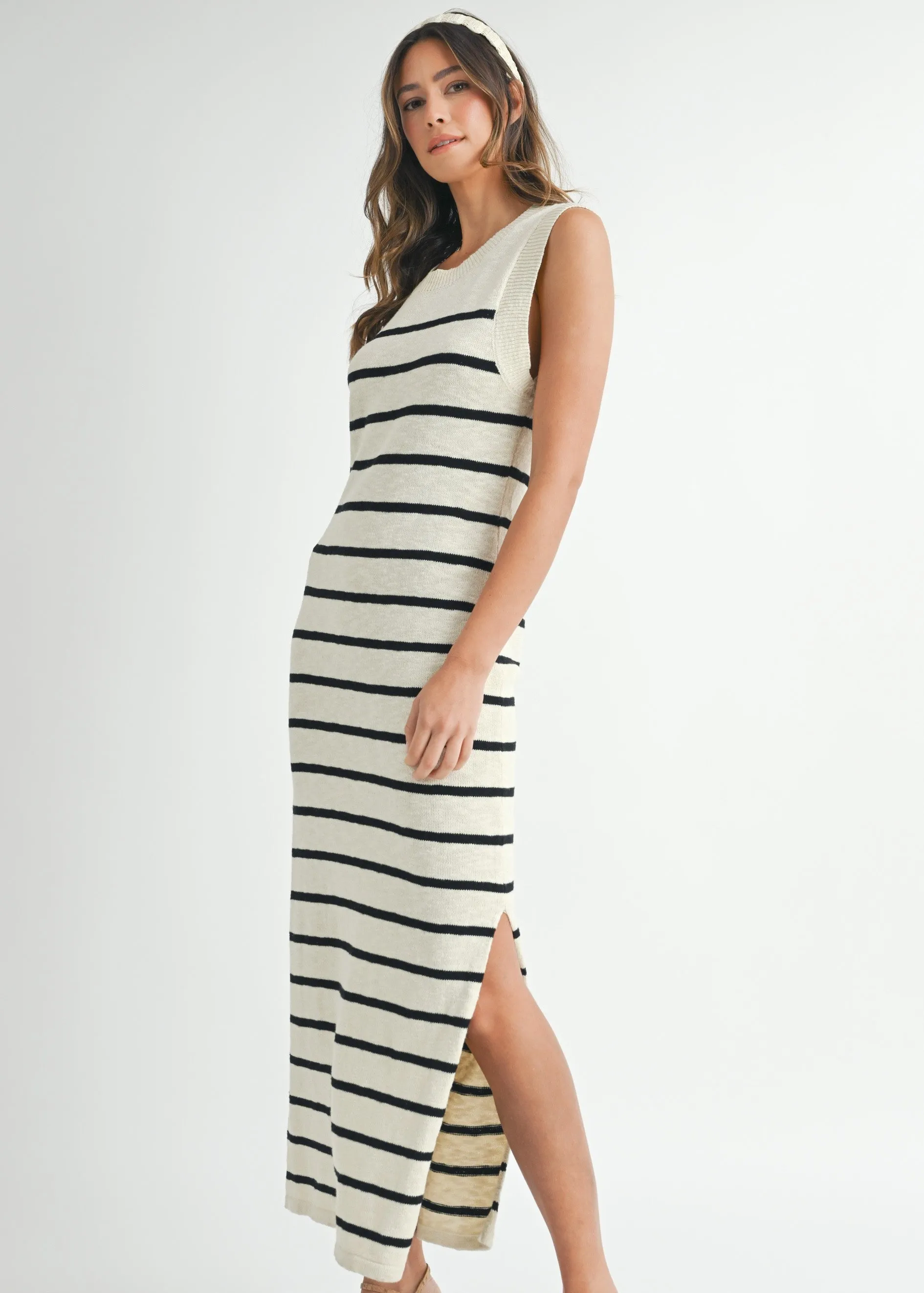 JESSICA STRIPED SWEATER MIDI DRESS