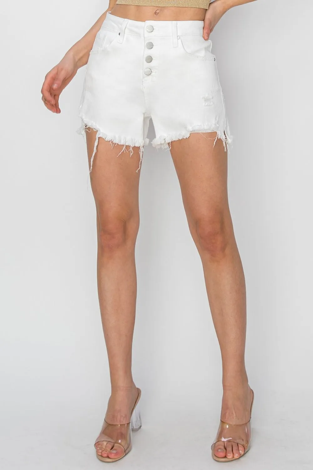 Jream Frayed Hem Denim Shorts | Risen