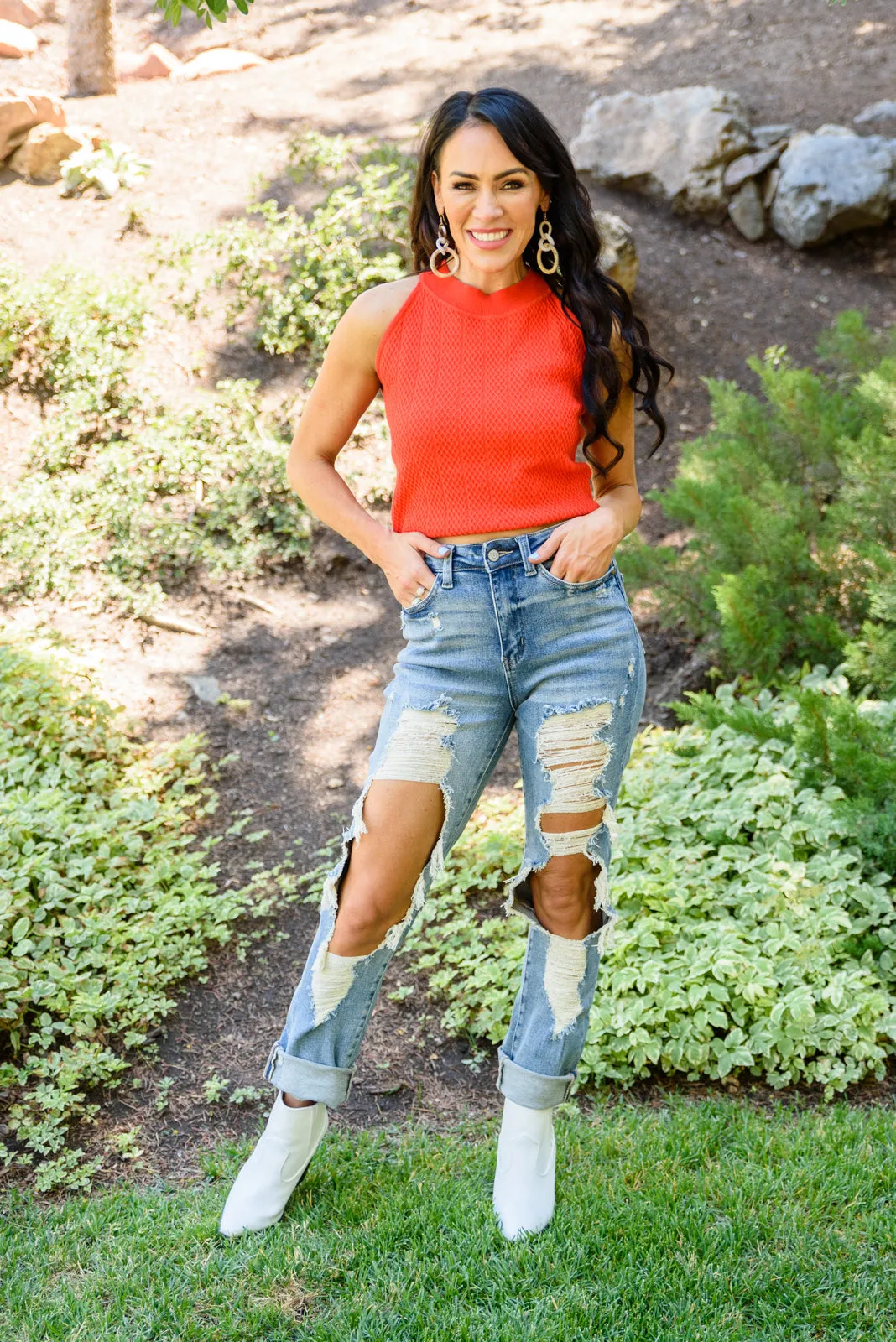 Judy Blue Sadie Vintage Straight Cut Destroy Jeans