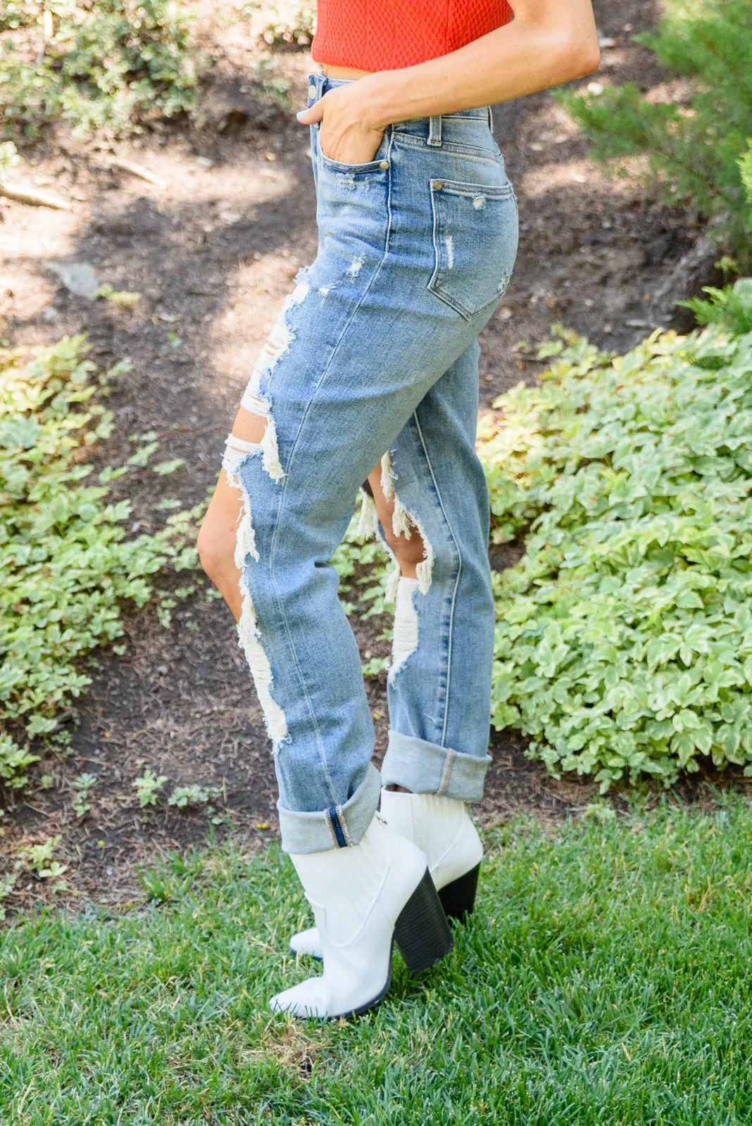 Judy Blue Sadie Vintage Straight Cut Destroy Jeans