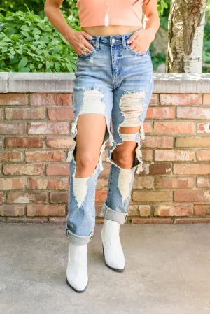 Judy Blue Sadie Vintage Straight Cut Destroy Jeans