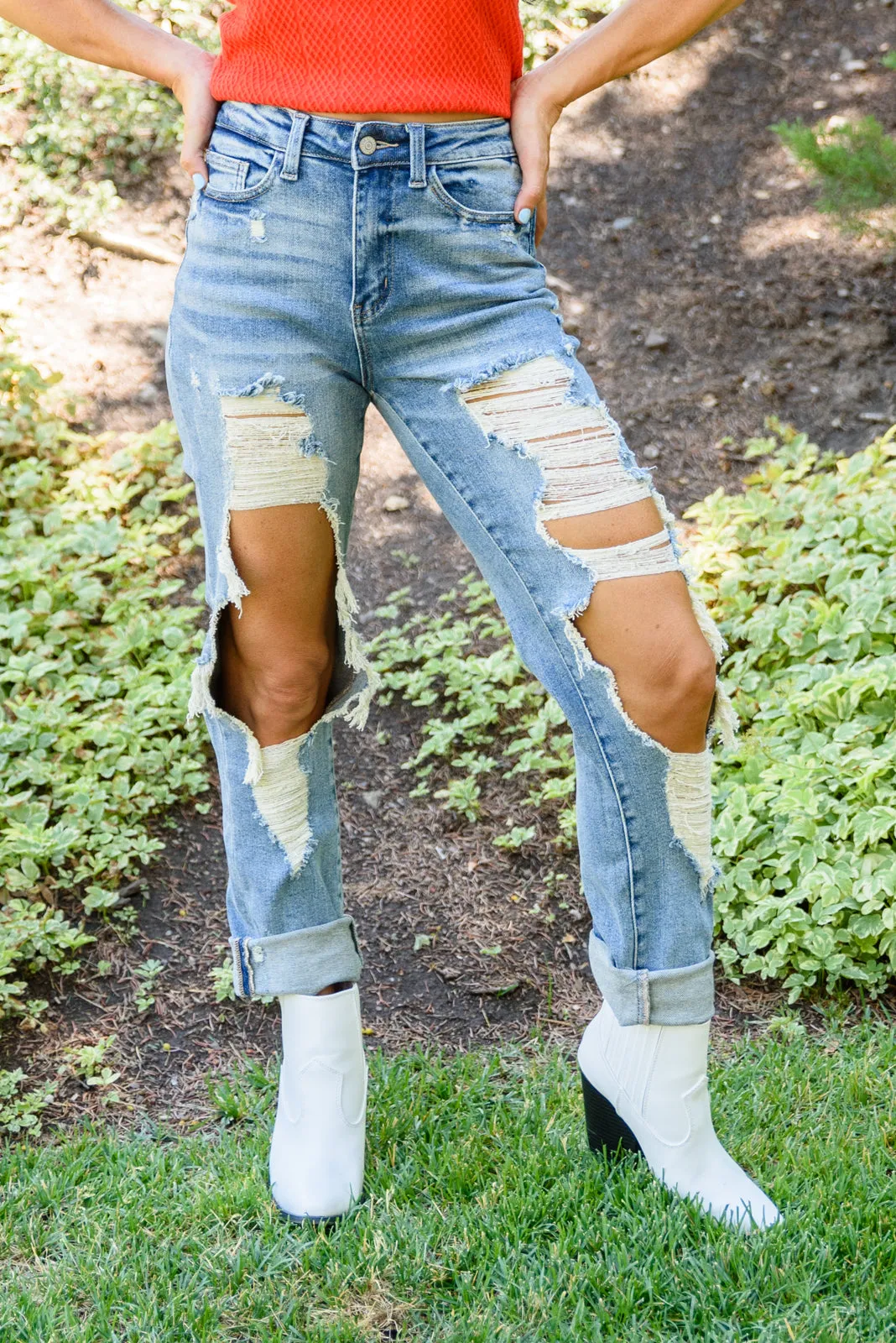 Judy Blue Sadie Vintage Straight Cut Destroy Jeans