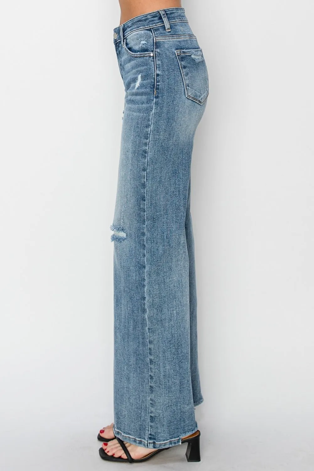 Kimora High-Waist Distressed Wide Leg Jeans | Risen