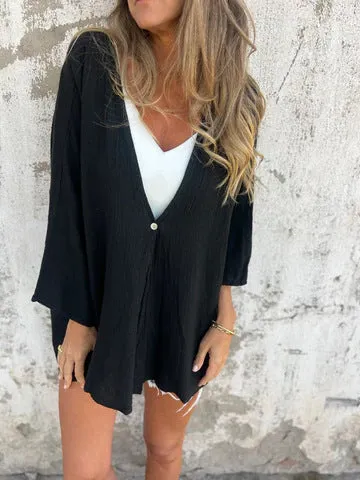 Lioren  Relaxed Buttoned Kaftan Top