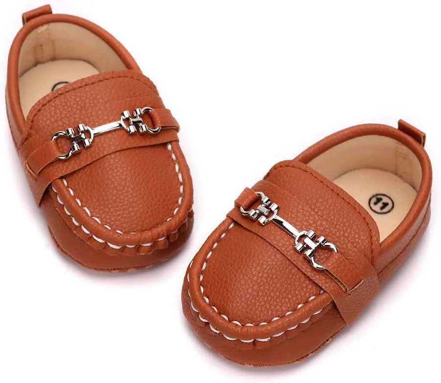 LONSOEN Baby Girls Boys Loafers Prewalker Dress Crib Shoes