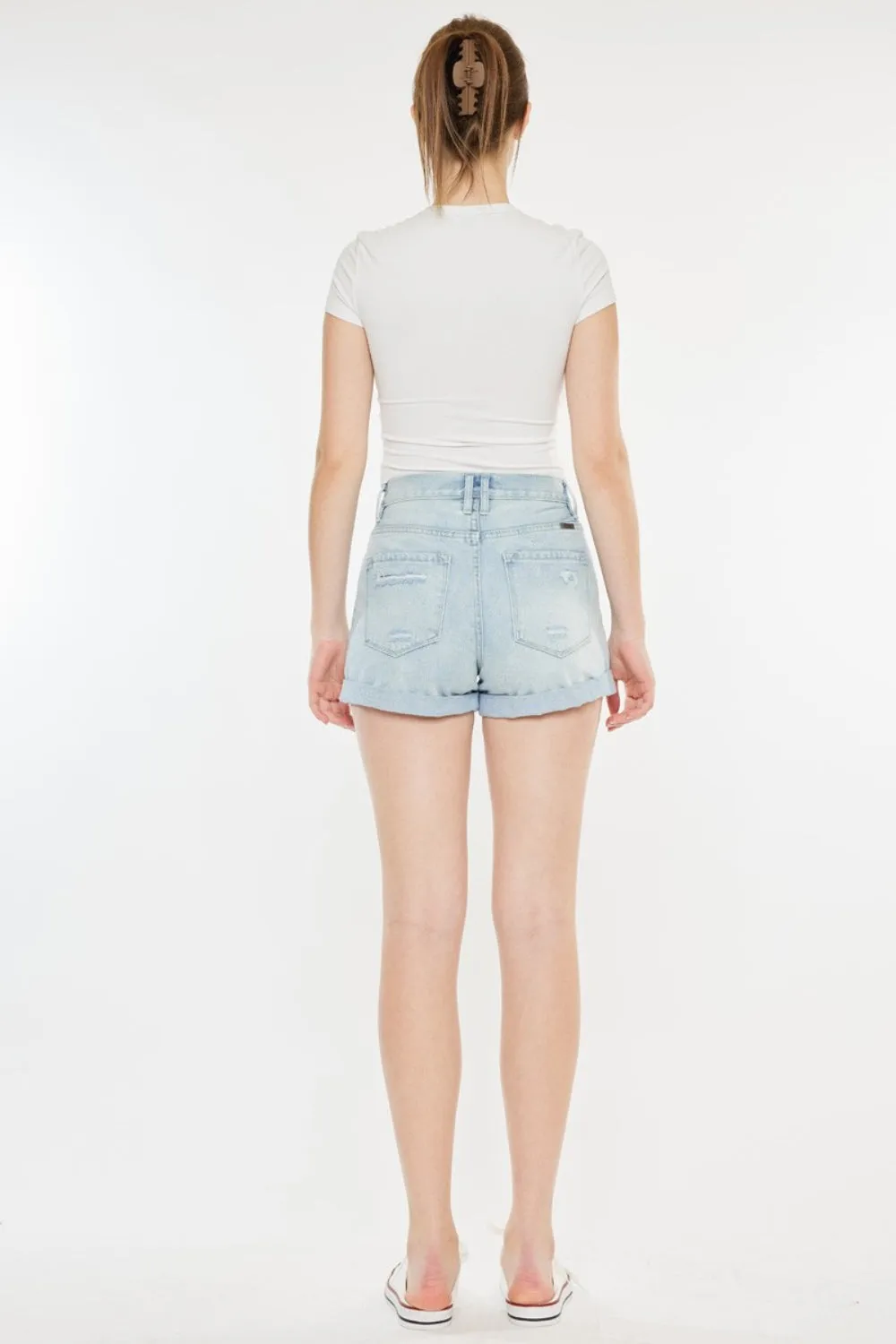 Malaysia High-Rise Repaired Mom Denim Shorts | Kancan