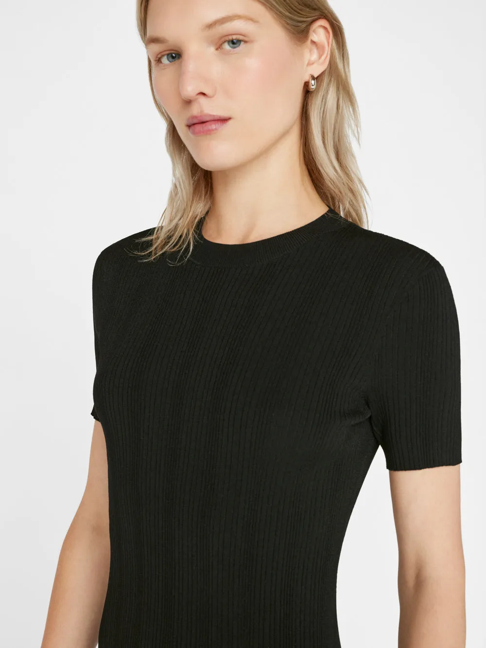 Mixed Rib Cutout Mini Dress -- Noir