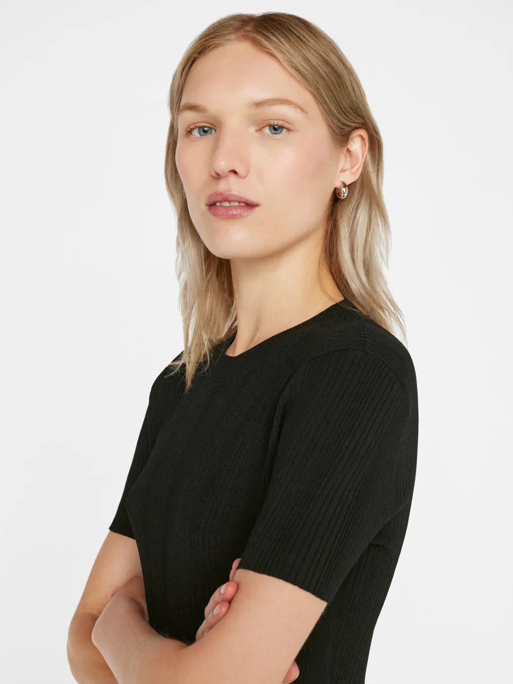 Mixed Rib Cutout Mini Dress -- Noir