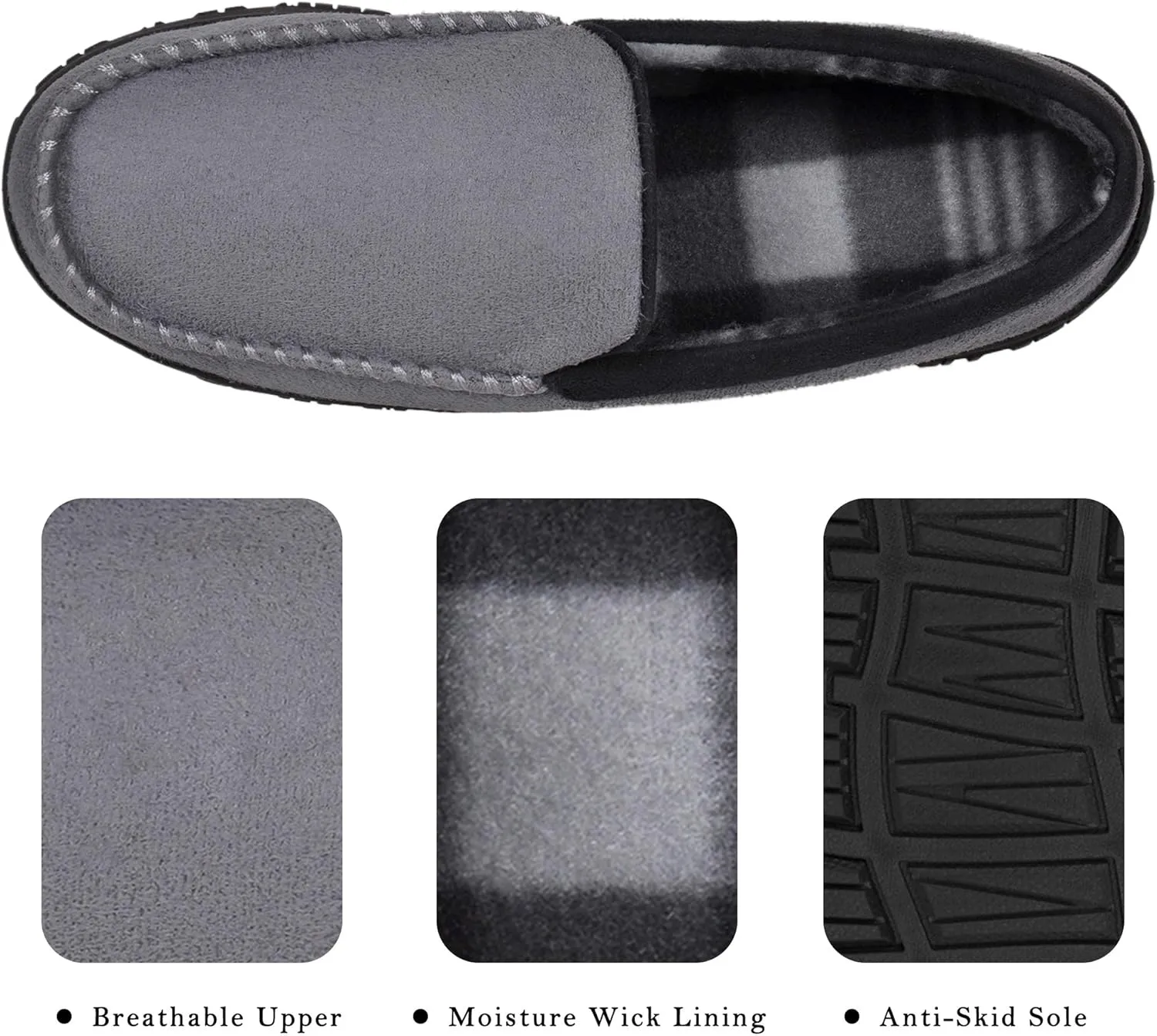 MIXIN Mens Slippers Moccasins Slippers for Men House Shoes with Warm and Cozy Memory Foam Hard Sole Men's Indoor Outdoor Slippers