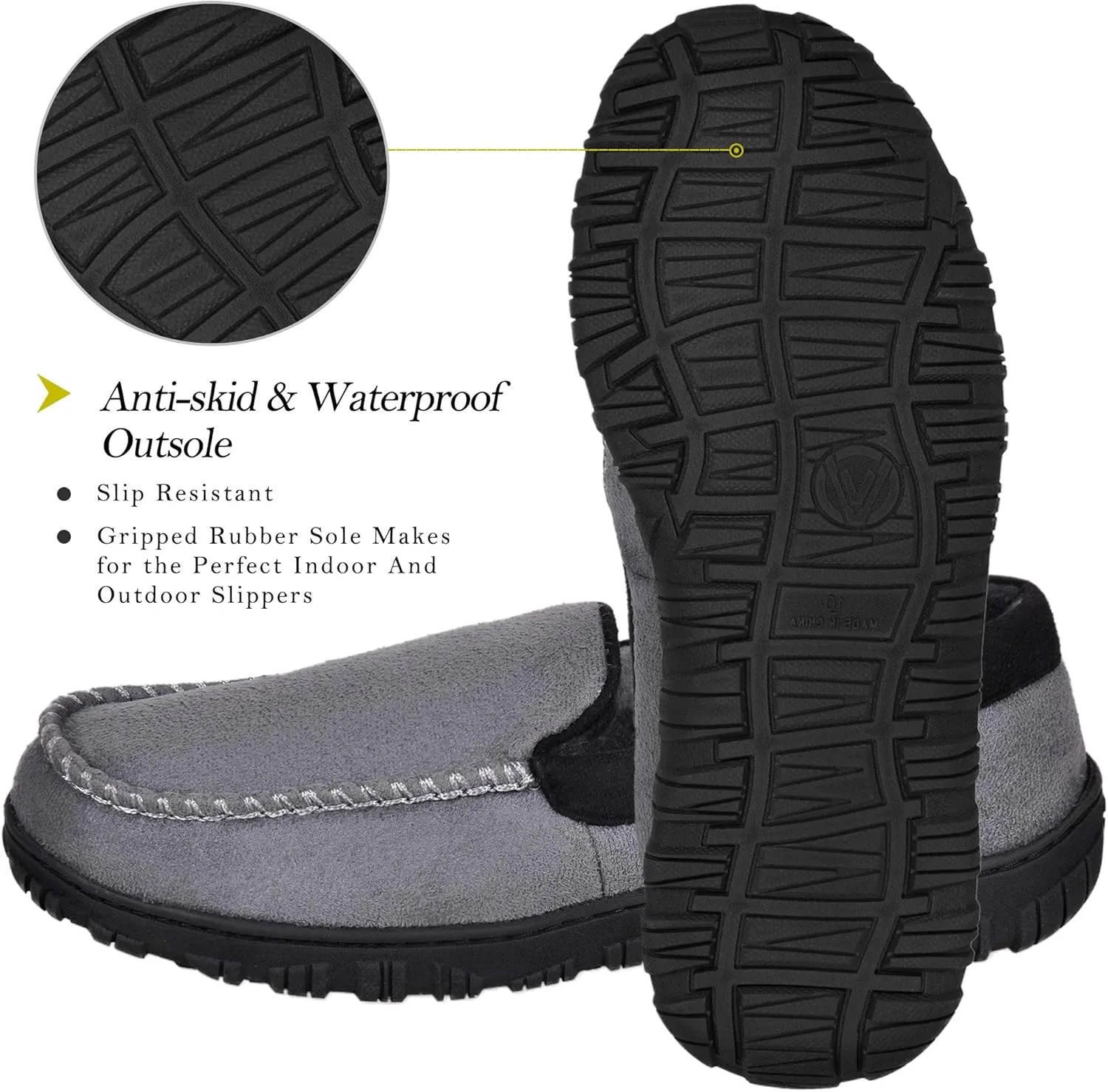 MIXIN Mens Slippers Moccasins Slippers for Men House Shoes with Warm and Cozy Memory Foam Hard Sole Men's Indoor Outdoor Slippers